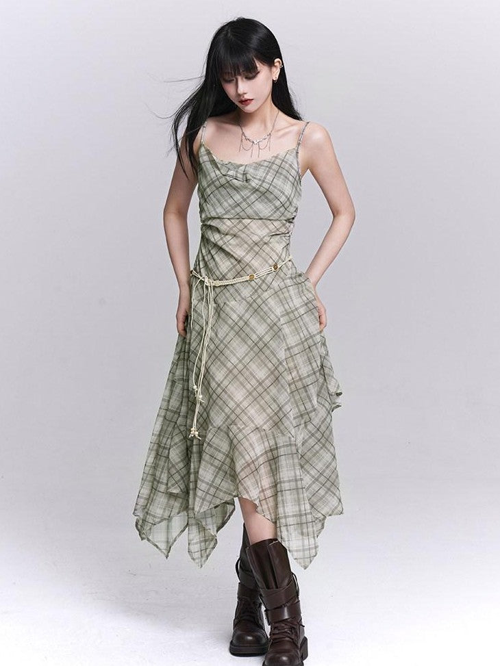LADYGHOST Ethereal Purple Strappy Asymmetrical Hem Cinched Waist Women&