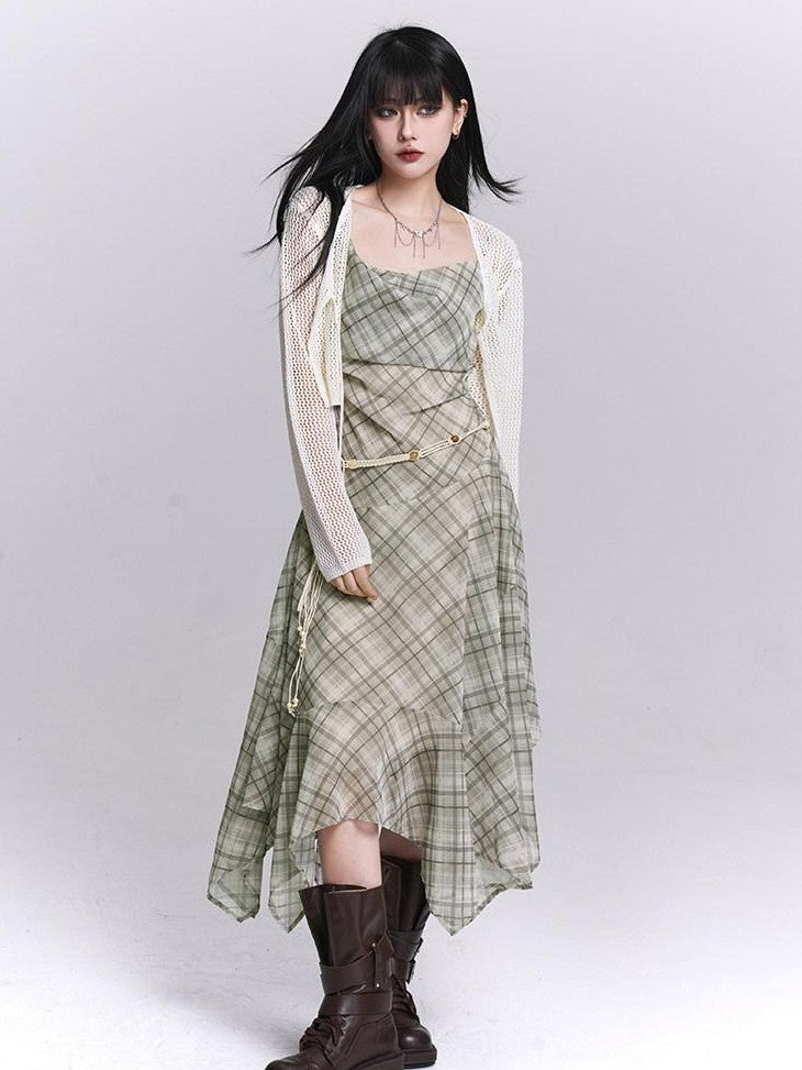 LADYGHOST Ethereal Purple Strappy Asymmetrical Hem Cinched Waist Women&
