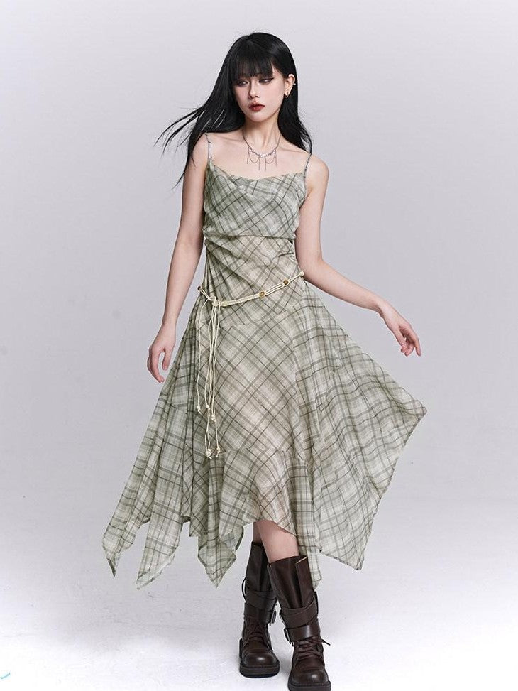 LADYGHOST Ethereal Purple Strappy Asymmetrical Hem Cinched Waist Women&