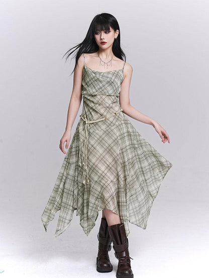 LADYGHOST Ethereal Purple Strappy Asymmetrical Hem Cinched Waist Women&
