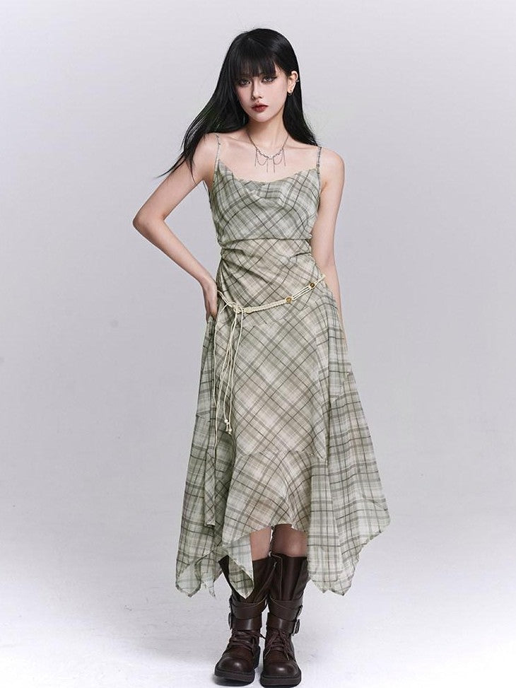 LADYGHOST Ethereal Purple Strappy Asymmetrical Hem Cinched Waist Women&