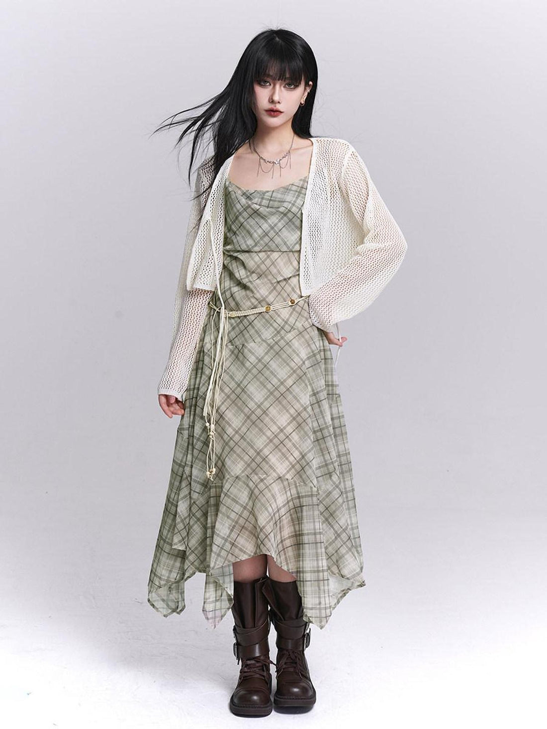 LADYGHOST Ethereal Purple Strappy Asymmetrical Hem Cinched Waist Women&