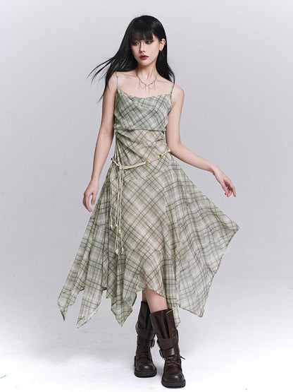 LADYGHOST Ethereal Purple Strappy Asymmetrical Hem Cinched Waist Women&