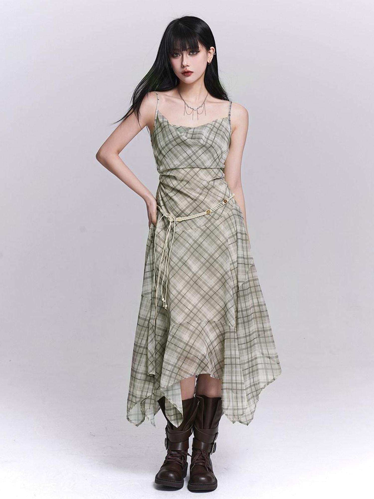 LADYGHOST Ethereal Purple Strappy Asymmetrical Hem Cinched Waist Women&