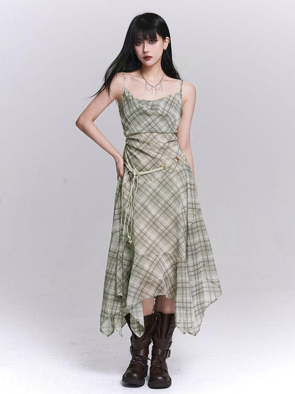 LADYGHOST Ethereal Purple Strappy Asymmetrical Hem Cinched Waist Women&