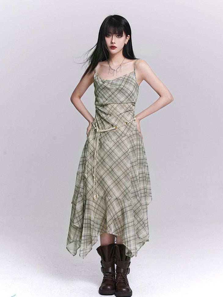 LADYGHOST Ethereal Purple Strappy Asymmetrical Hem Cinched Waist Women&