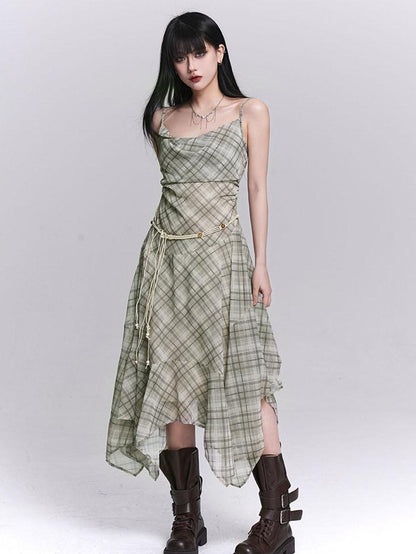 LADYGHOST Ethereal Purple Strappy Asymmetrical Hem Cinched Waist Women&