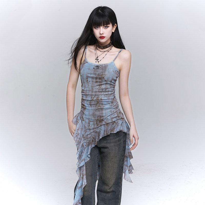 LADYGHOST_Ethereal_Ruffled_Asymmetrical_Spaghetti_Strap_Women&