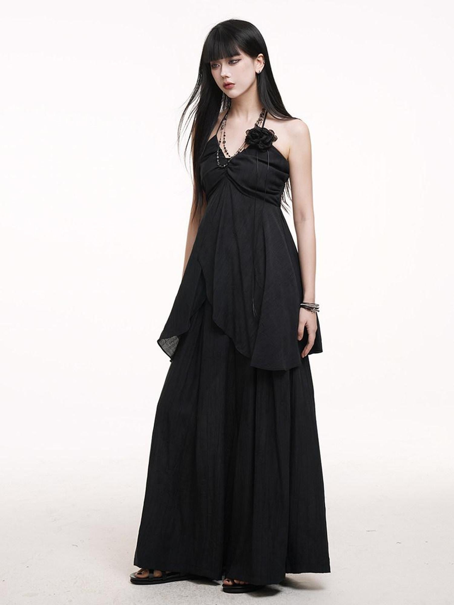 LADYGHOST Ethereal Salt Backless Halter Cami Relaxed Pants Women&