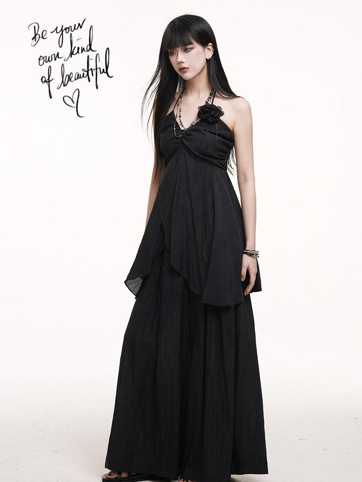 LADYGHOST Ethereal Salt Backless Halter Cami Relaxed Pants Women&