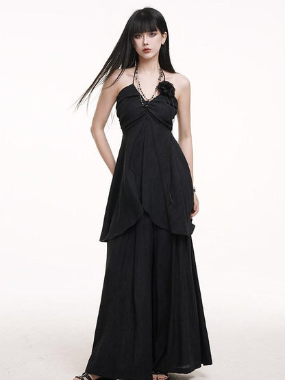 LADYGHOST Ethereal Salt Backless Halter Cami Relaxed Pants Women&