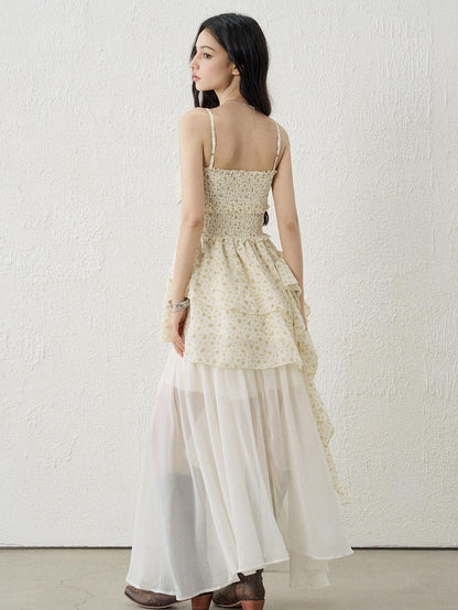 LADYGHOST Ethereal Seaside Strappy Asymmetric Hem Floral Women&