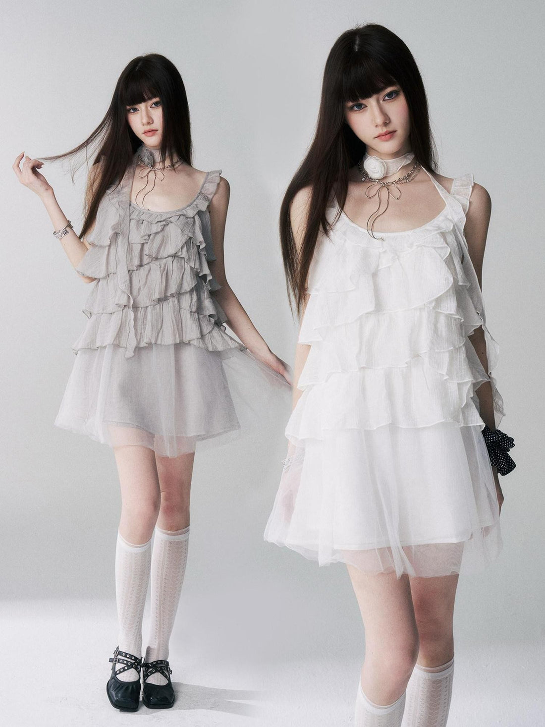 LADYGHOST Ethereal Short Layered Ruffle Women&