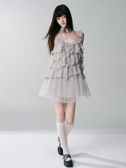 LADYGHOST Ethereal Short Layered Ruffle Women&