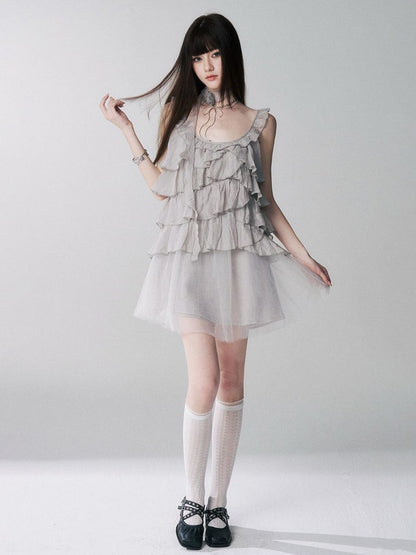 LADYGHOST Ethereal Short Layered Ruffle Women&