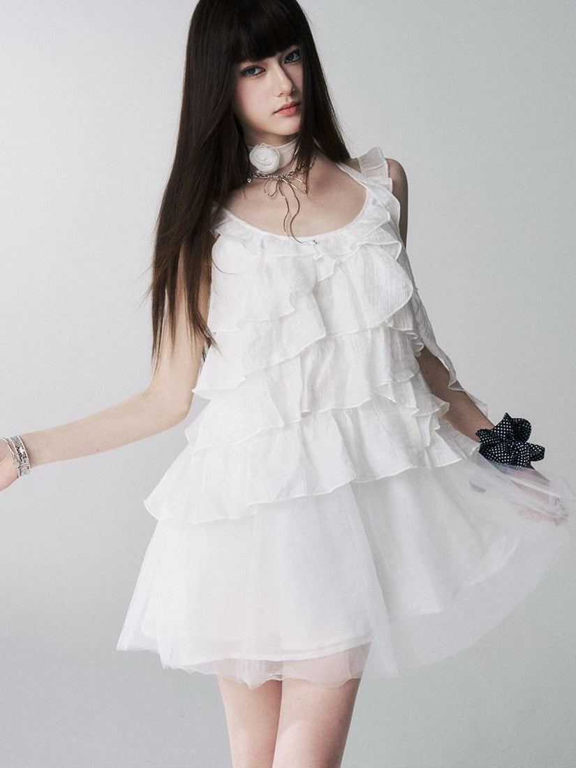 LADYGHOST Ethereal Short Layered Ruffle Women&