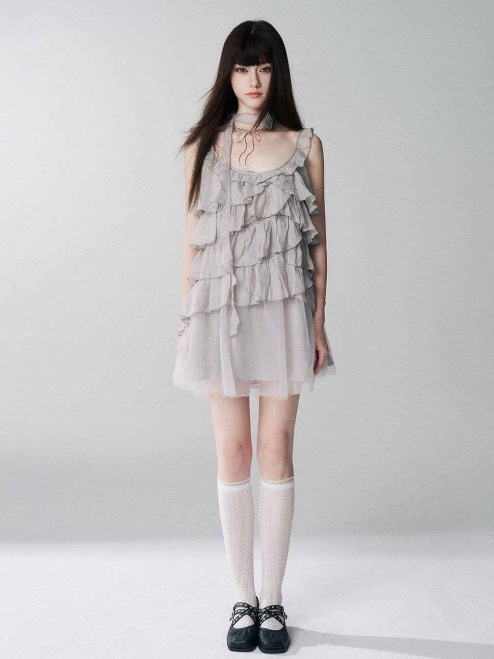LADYGHOST Ethereal Short Layered Ruffle Women&