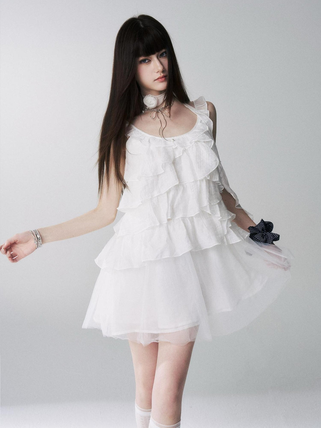 LADYGHOST Ethereal Short Layered Ruffle Women&