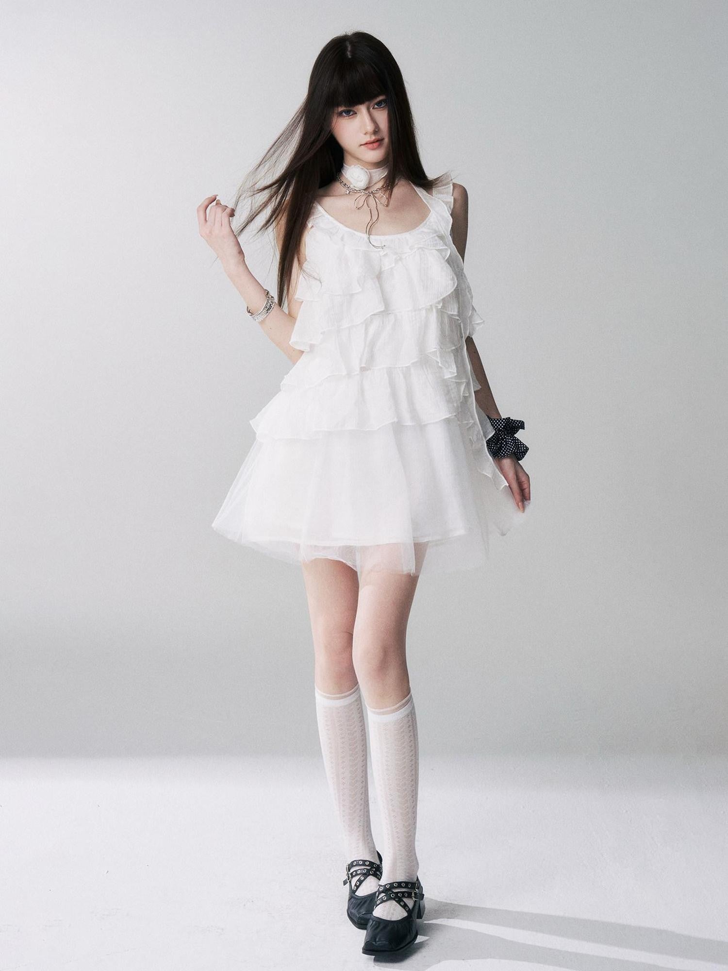LADYGHOST Ethereal Short Layered Ruffle Women&