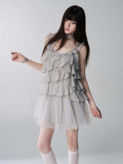LADYGHOST Ethereal Short Layered Ruffle Women&