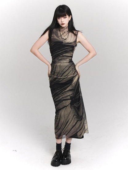LADYGHOST Ethereal Sleeveless Cinched Waist Fitted Women&