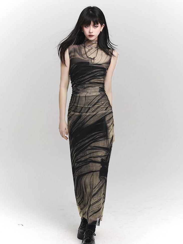 LADYGHOST Ethereal Sleeveless Cinched Waist Fitted Women&