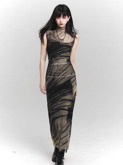 LADYGHOST Ethereal Sleeveless Cinched Waist Fitted Women&