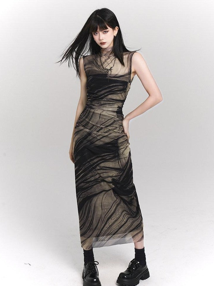 LADYGHOST Ethereal Sleeveless Cinched Waist Fitted Women&