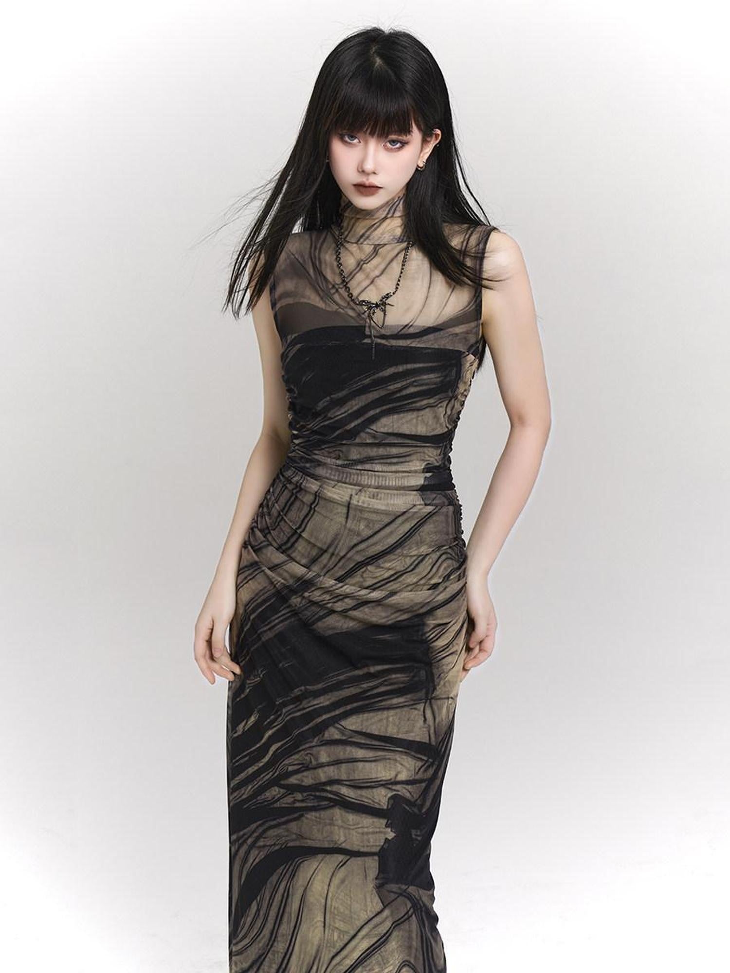 LADYGHOST Ethereal Sleeveless Cinched Waist Fitted Women&