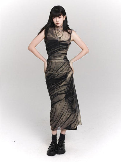 LADYGHOST Ethereal Sleeveless Cinched Waist Fitted Women&