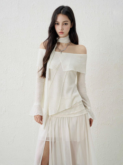 LADYGHOST Ethereal Textured Off Shoulder Women&