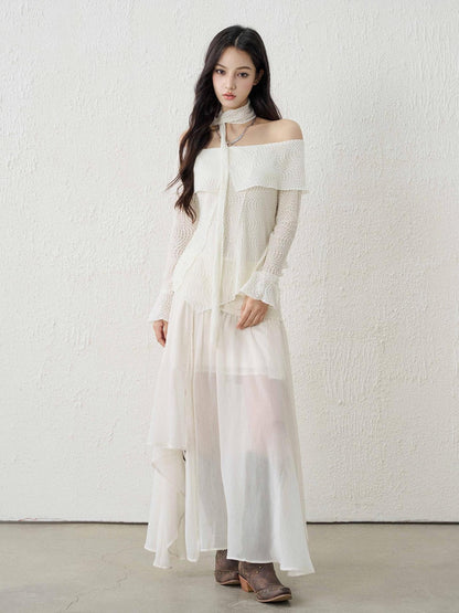 LADYGHOST Ethereal Textured Off Shoulder Women&