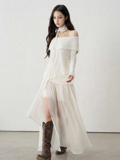 LADYGHOST Ethereal Textured Off Shoulder Women&