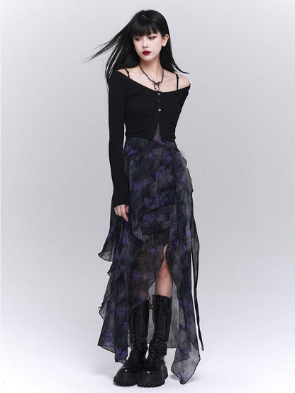 LADYGHOST Ethereal Unique Asymmetrical Hem Strappy Women&