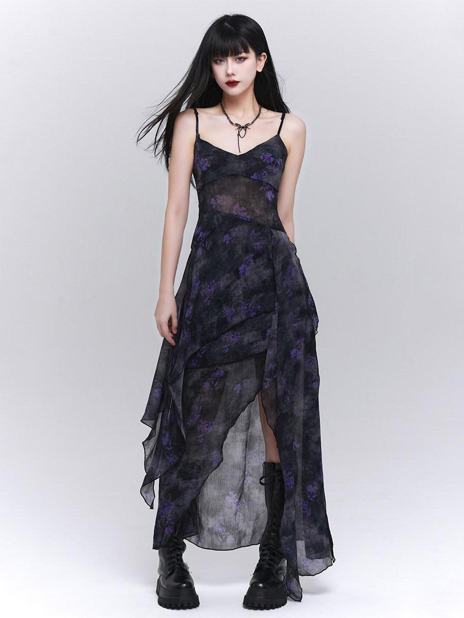 LADYGHOST Ethereal Unique Asymmetrical Hem Strappy Women&