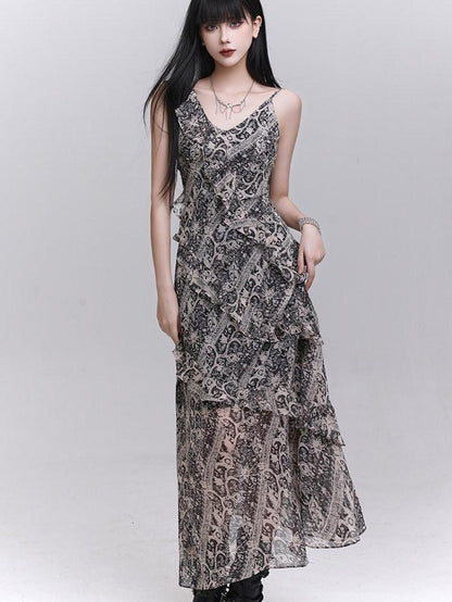 LADYGHOST Ethereal V-neck Spaghetti Strap Cinched Waist Women&
