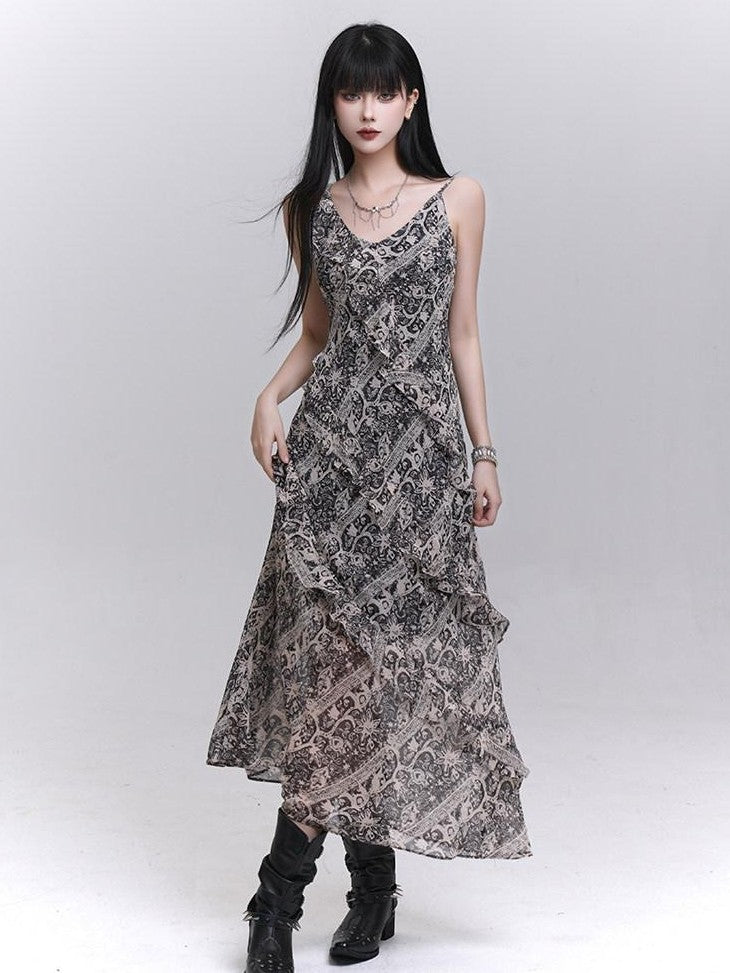 LADYGHOST Ethereal V-neck Spaghetti Strap Cinched Waist Women&