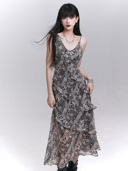 LADYGHOST Ethereal V-neck Spaghetti Strap Cinched Waist Women&