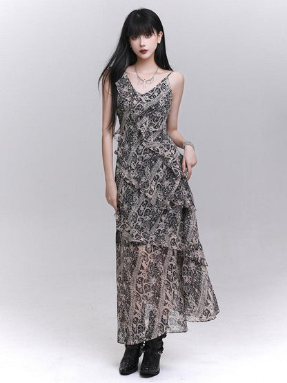 LADYGHOST Ethereal V-neck Spaghetti Strap Cinched Waist Women&