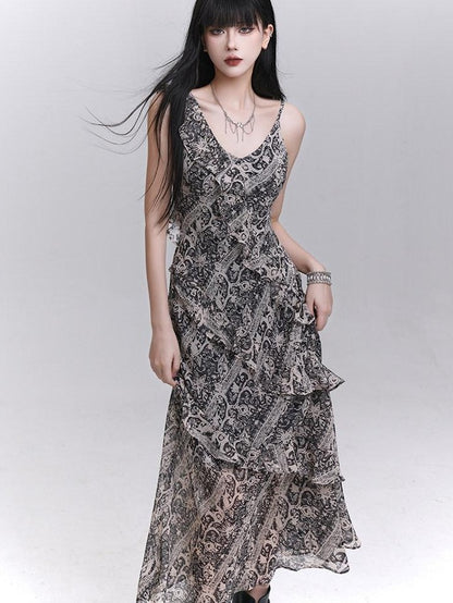LADYGHOST Ethereal V-neck Spaghetti Strap Cinched Waist Women&