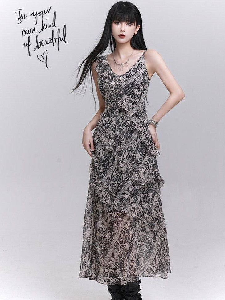 LADYGHOST Ethereal V-neck Spaghetti Strap Cinched Waist Women&