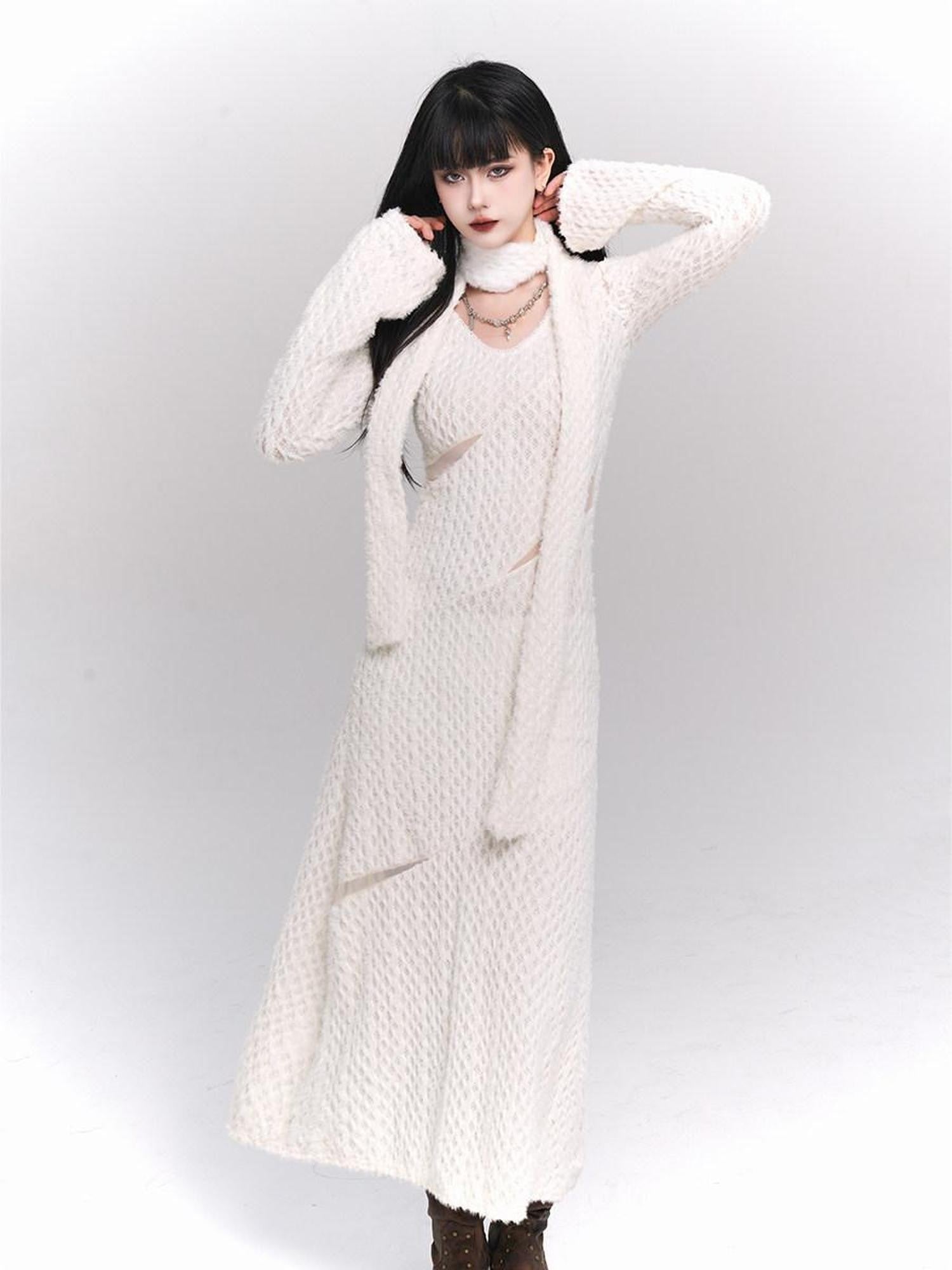 LADYGHOST Ethereal White Long Sleeve Korean Elevated Women&