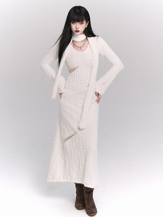LADYGHOST Ethereal White Long Sleeve Korean Elevated Women&