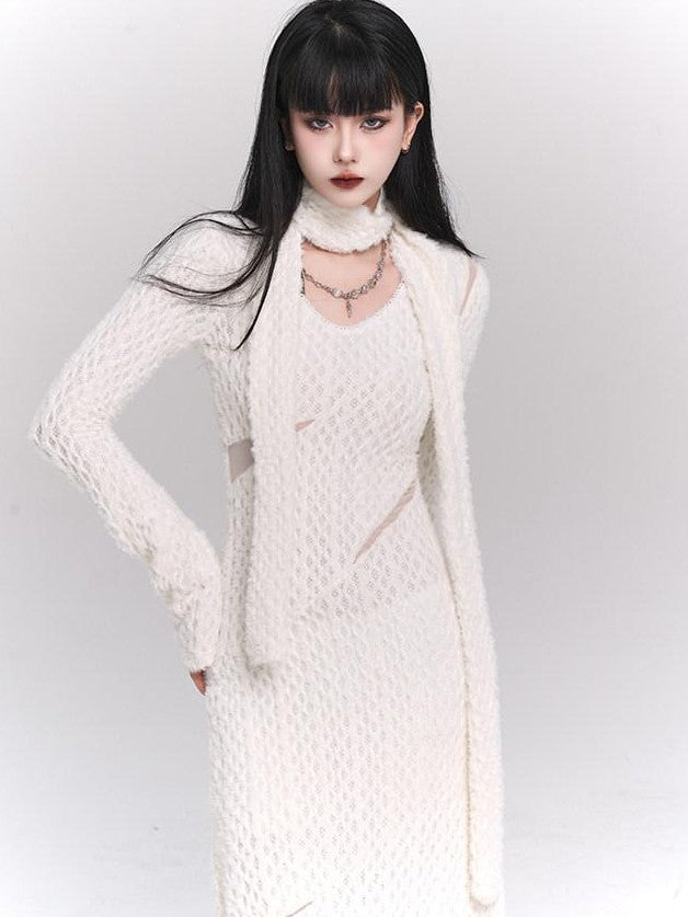 LADYGHOST Ethereal White Long Sleeve Korean Elevated Women&