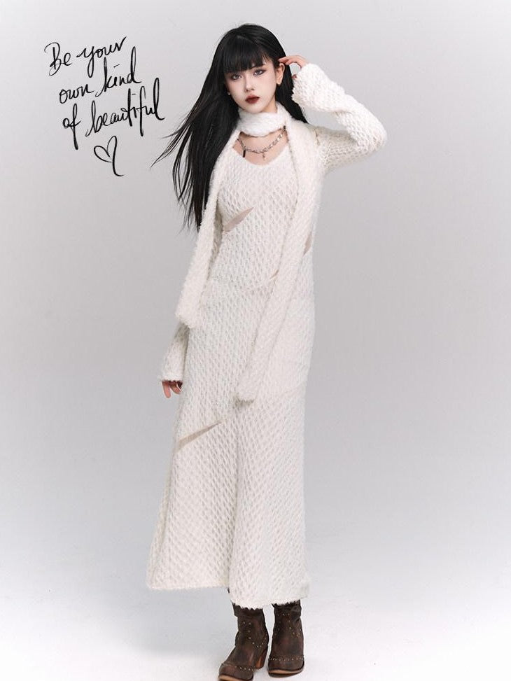 LADYGHOST Ethereal White Long Sleeve Korean Elevated Women&