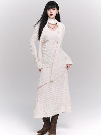LADYGHOST Ethereal White Long Sleeve Korean Elevated Women&
