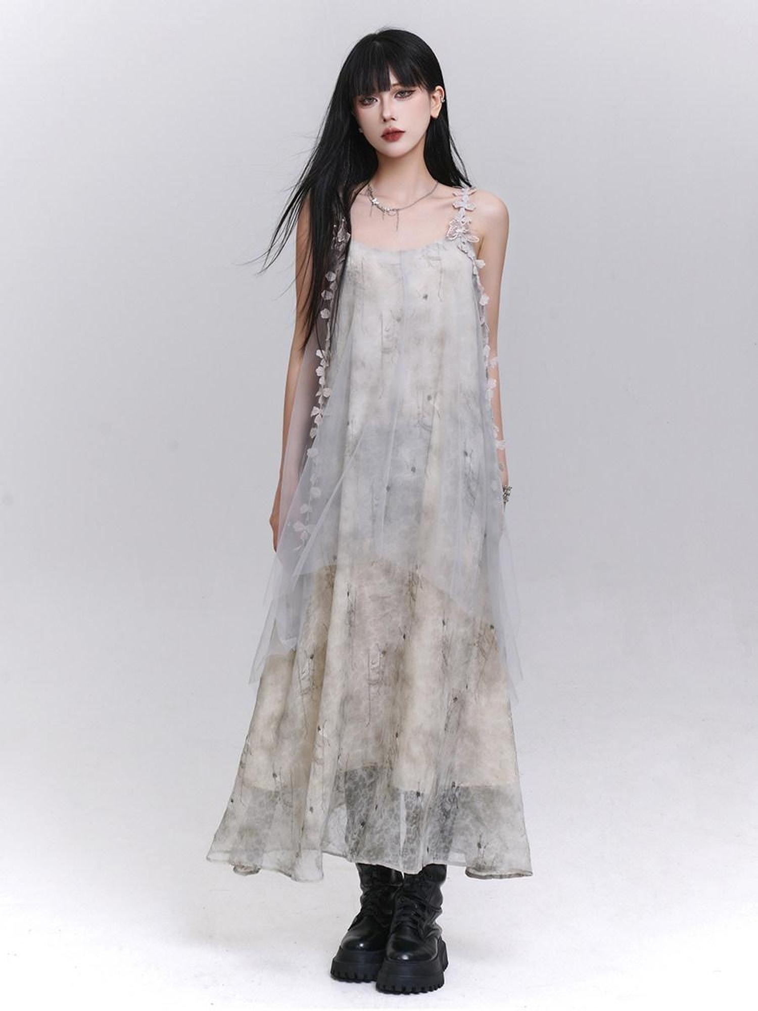 LADYGHOST Ethereal White Spaghetti Strap Loose Beach Women&
