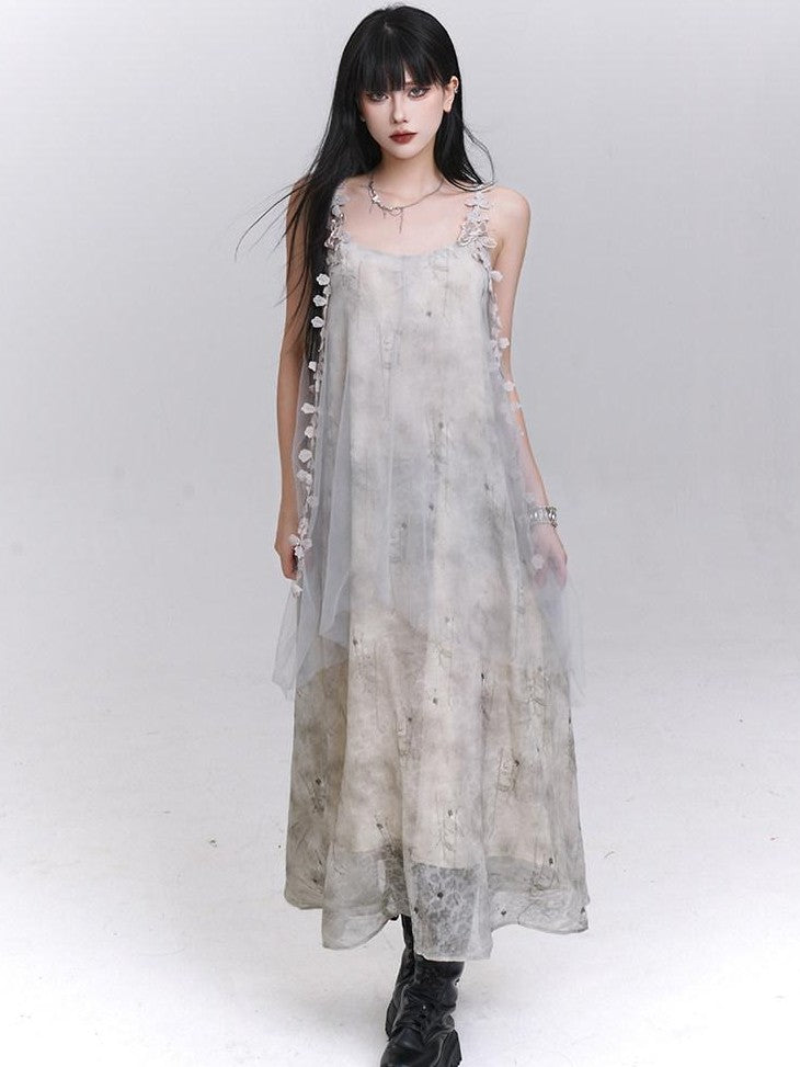 LADYGHOST Ethereal White Spaghetti Strap Loose Beach Women&