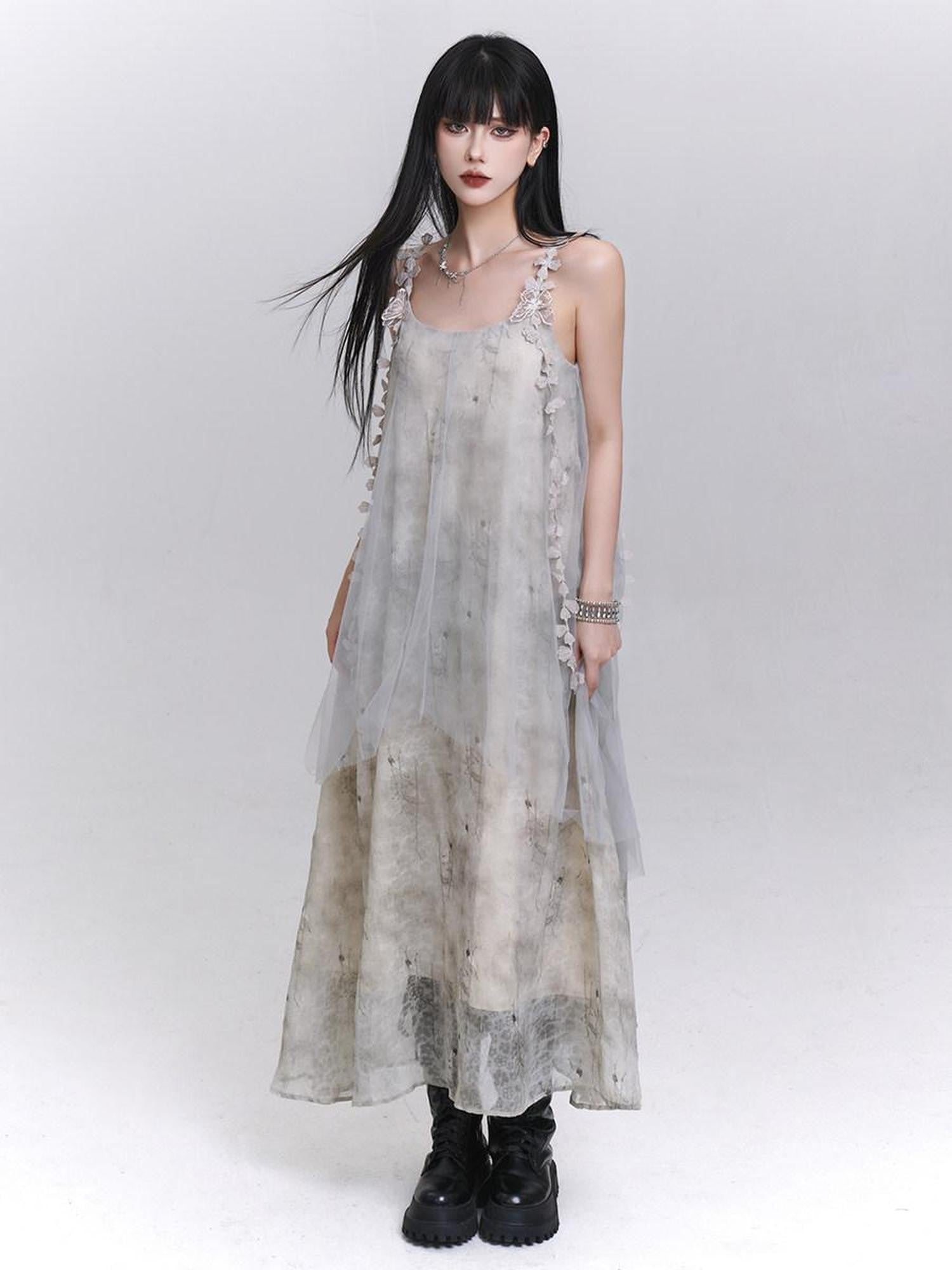 LADYGHOST Ethereal White Spaghetti Strap Loose Beach Women&