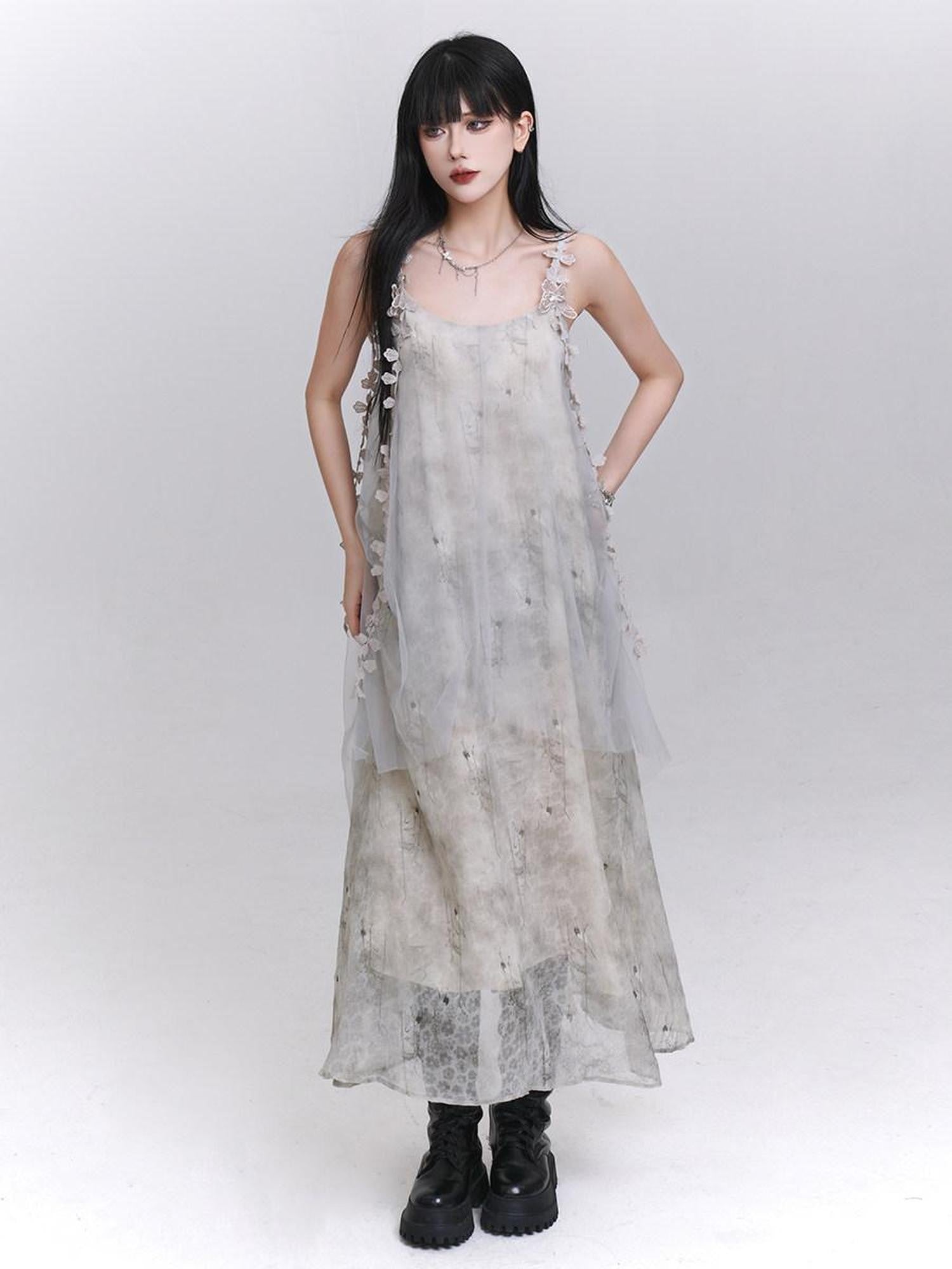 LADYGHOST Ethereal White Spaghetti Strap Loose Beach Women&